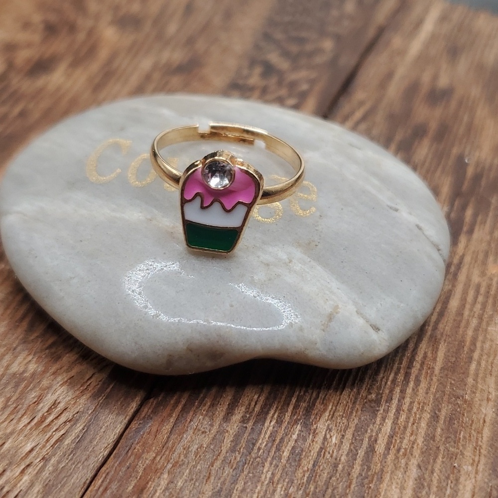 R762 adjustable band ring ice cream cute novelty
